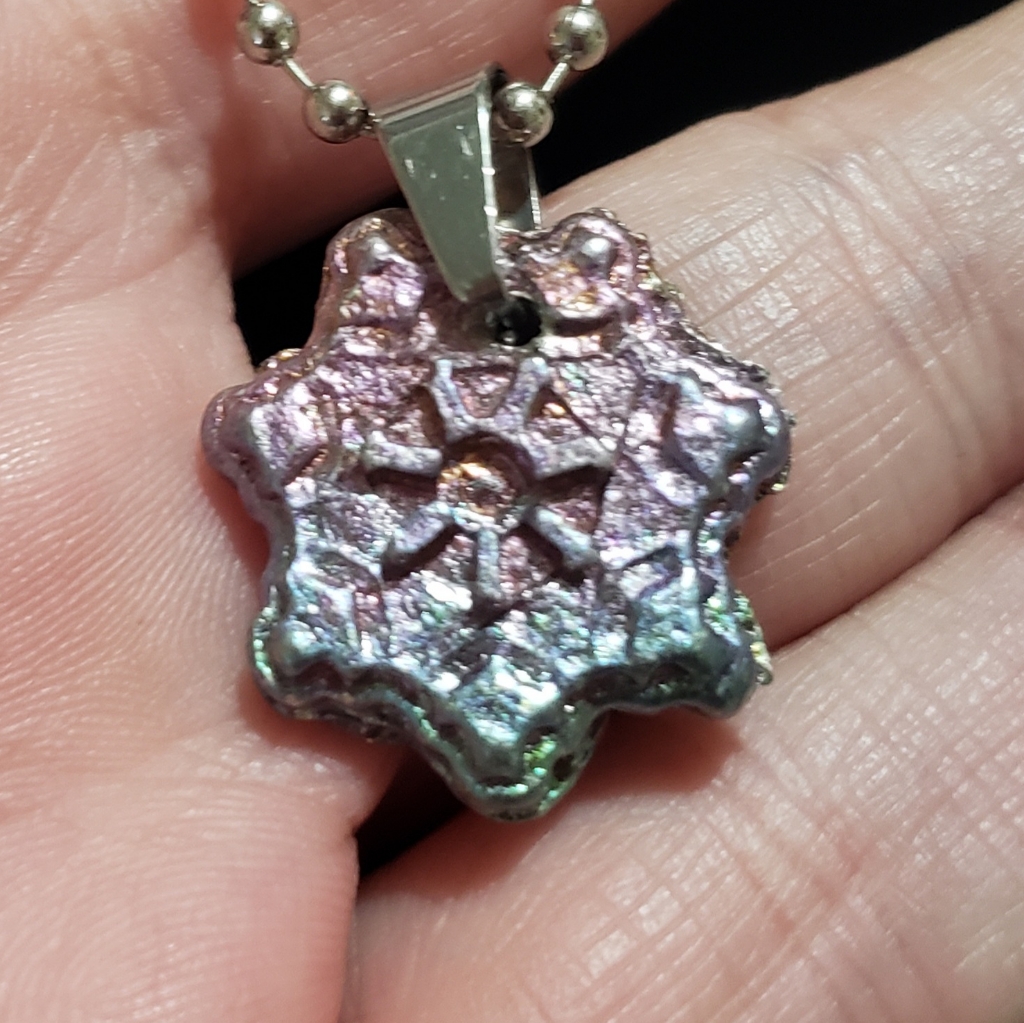 Bismuth Snowflake Pendant Necklace